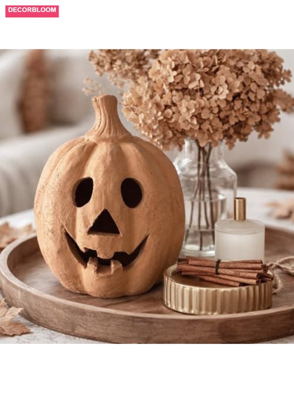 Handmade Terracotta Pumpkin Jack O' Lantern Fall Decor Indoor Outdoor - Picture 3 of 6